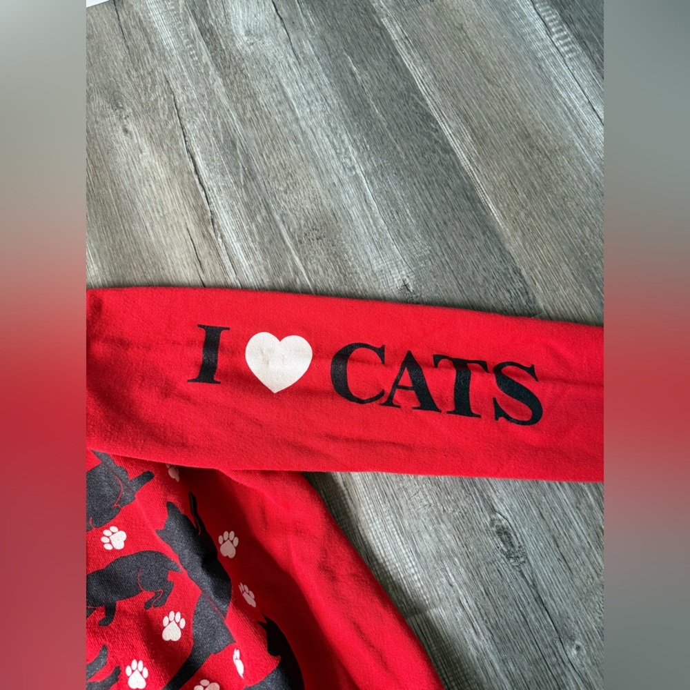 VTG I Love Cats Cat Lover Sweatshirt Crewneck Pullover Red Black Size S M - Picture 6 of 12